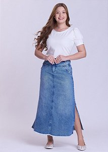 Saia Maitê Jeans Escuro Hapuk