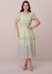 Vestido Camilli com Babado Verde Tatá Martello