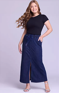 Saia Luara Longa Jeans Escuro Hapuk
