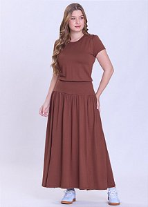 Vestido Amora Longo Marrom Hapuk