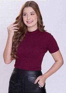 Blusa Lorena Manga Curta Bordô Hapuk