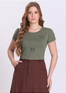 Blusa Gisele Manga Curta Verde Hapuk