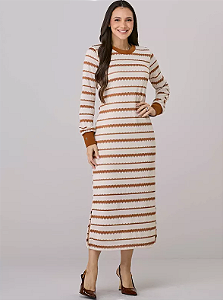Vestido Margareth Listrado Caramelo Tatá Martello