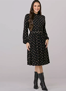 Vestido Magda Manga Longa Preto Tatá Martello