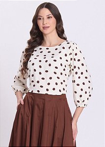 Blusa Carla Estampada Marrom Hapuk