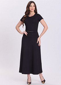 Vestido Milena com Cinto Preto Hapuk