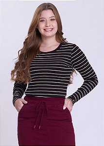 Blusa Roberta Manga Longa Preta Hapuk