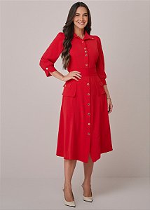 Vestido Naila Midi Vermelho Tatá Martello