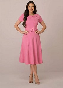 Vestido Edna Manga Curta Rosa Tatá Martello