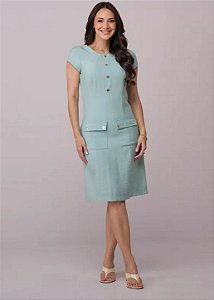 Vestido Luara com Bolsos Verde Tatá Martello
