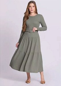 Vestido Latifa Manga Longa Verde Hapuk