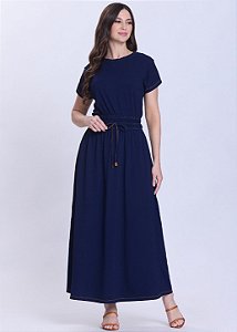 Vestido Malu Malha Denin Azul Escuro Hapuk