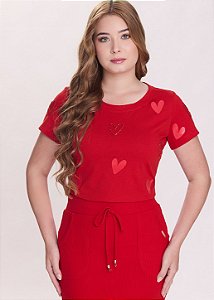Blusa Manga Curta Cecilia Vermelho Hapuk