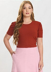 Blusa Feminina Manga Curta Carmem Terracota Hapuk