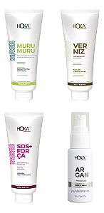 Cronograma Capilar: 1 Máscara Murumuru 470g + 1 Máscara Verniz 470g + 1 Máscara Sos 470g + 1 Óleo Argan 30ml Hoka