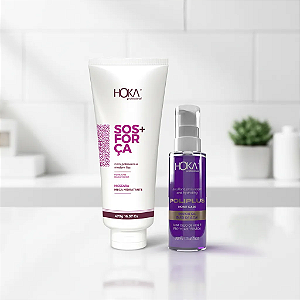 Máscara SOS + Força Hidratante 470gr + Óleo de Açaí Reparador de Pontas 30ml Hoka