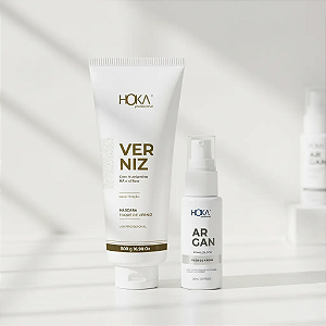Máscara Toque De Verniz 470g + Óleo De Argan Restaurador Finalizador 30ml Hoka