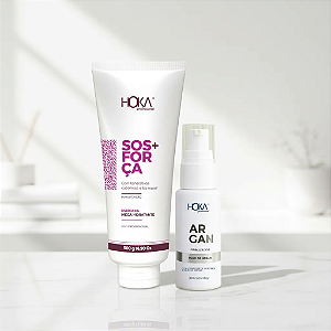 Máscara Sos + Força Hidratante 470g + Óleo De Argan Restaurador 30ml Hoka