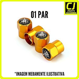 Tampa Bico Valvula Pneu Capa Dourada Yamaha (par)