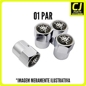 Tampa Bico Valvula Pneu Capa Prata Yamaha (par)