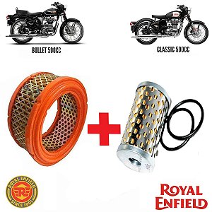 Filtro AR + Filtro Oleo Royal  Enfield Classic Bullet 500cc