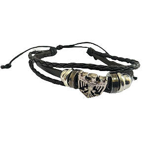 Pulseira Bracelete Águia Liberdade Couro Ajustável