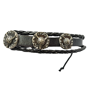 Pulseira Bracelete Boi Cowboy Cowgirl Couro Ajustável