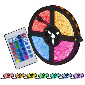 Fita de LED Evus FL-60RGB, 5 metros, Com Controle