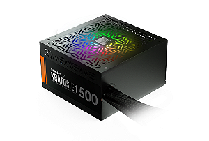Fonte Gamdias Kratos E1 500, 500W, RGB, ATX, 80% Eficiência, Bivolt, GD-Z500ZZZ