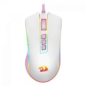Mouse Redragon Cobra Lollipop, RGB, USB, 12400 DPI, 7 Botões Programáveis, Branco e Rosa, M711WP