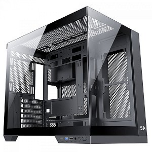 Gabinete Redragon Wideload Pro, Mid Tower, Frente e Lateral Vidro Temperado, Preto, CA-604B-PRO