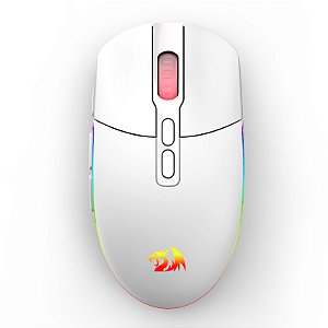 Mouse Redragon Invader Pro Lunar White, RGB, USB, Wireless, 10000DPI, 8 Botões Programáveis, Branco, M719W-RGB-PRO
