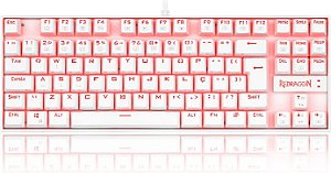 Teclado Mecânico Redragon Kumara Lunar White Single Color, LED Vermelho, ABNT2, Switch Brown, Branco, K552W-2 (PT-BROWN)