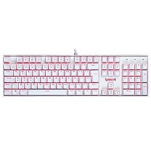 Teclado Mecânico Redragon Mitra Lunar White Single Color, LED Vermelho, ABNT2, Switch Marrom, Branco, K551W (PT-BROWN)