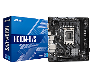 Placa Mãe ASRock H610M-HVS, Intel LGA 1700, Micro-ATX, DDR4, HDMI, VGA
