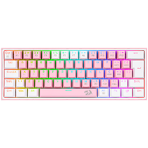 Teclado Mecânico Redragon Fizz Sakura Bubblegum, RGB, 60%, ABNT2, Switch Azul, Rosa e Branco, K617-RGB-PW (PT-BLUE)