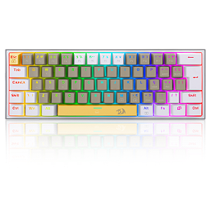 Teclado Mecânico Redragon Fizz Sunshine, RGB, 60%, ABNT2, Switch Marrom, Amarelo+Cinza+Branco, K617RGB-YL-GY-WT