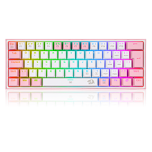 Teclado Mecânico Redragon Fizz Sakura Lollipop, RGB, 60%, ABNT2, Switch Azul, Rosa e Branco, K617-RGB-WP (PT-BLUE)