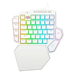 Teclado Mecânico Redragon DitiX, RGB, Switch Azul, 7 teclas programáveis, Apoio para palma destacável,Branco, K601W-RGB