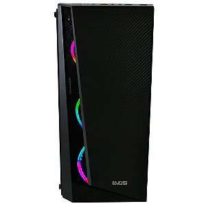 Gabinete Evus EV-G15, Mid-Tower, Lateral Vidro Temperado, Fan RGB 3x120mm, Preto