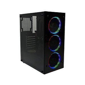 Gabinete Evus G16, Mid-Tower, Lateral e Frente Vidro Temperado, Cooler Fan 3x120mm, Preto