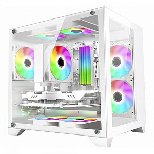 Gabinete K-Mex Space Z, Mid-Tower, Frente e Lateral Vidro Temperado, Branco, CG-W1AD