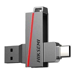 Pendrive Hiksemi Dual Slim, 64GB, USB 3.2, Cinza, HS-USB-E307C-64G-U3