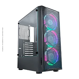 Gabinete K-Mex Boreas Star, Mid-Tower, Lateral Vidro Temperado, Fans RGB 3x120mm, Preto, CG-A1JT