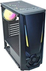 Gabinete K-Mex Jaeger I, Mid-Tower, Lateral Vidro Temperado, Com Fita LED RGB, Preto, CG-01TJ
