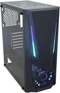 Gabinete K-Mex Jaeger II, Mid-Tower, Lateral Vidro Temperado, Led RGB, Fan RGB 1x120mm, Preto, CG-02TJ