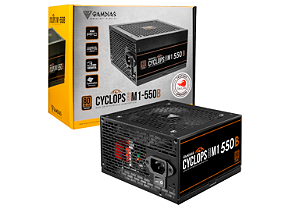 Fonte Gamdias Cyclops M1-550B, 550W, ATX, 80 Plus Bronze, Selo TecLab e Cybenetics, PFC Ativo, Cabos Flat