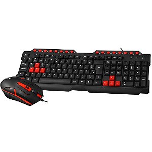 Kit Teclado e Mouse C3Tech GK-20BK, USB, ABNT2, Preto e Vermelho