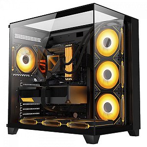 Gabinete K-MEX Tiger Shark, Aquario, Mid-Tower, Vidro Temperado, Preto, CG04J1RH001CB0X