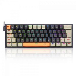 Teclado Mecânico Redragon Fizz, RGB, Switch Brown, ABNT 2, Laranja/Preto/Cinza, K617RGB-OG BK GY (PT-BROWN)